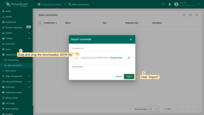 Drag and drop the downloaded JSON file (containing the uplink converter configuration) into the import window, then click "Import".