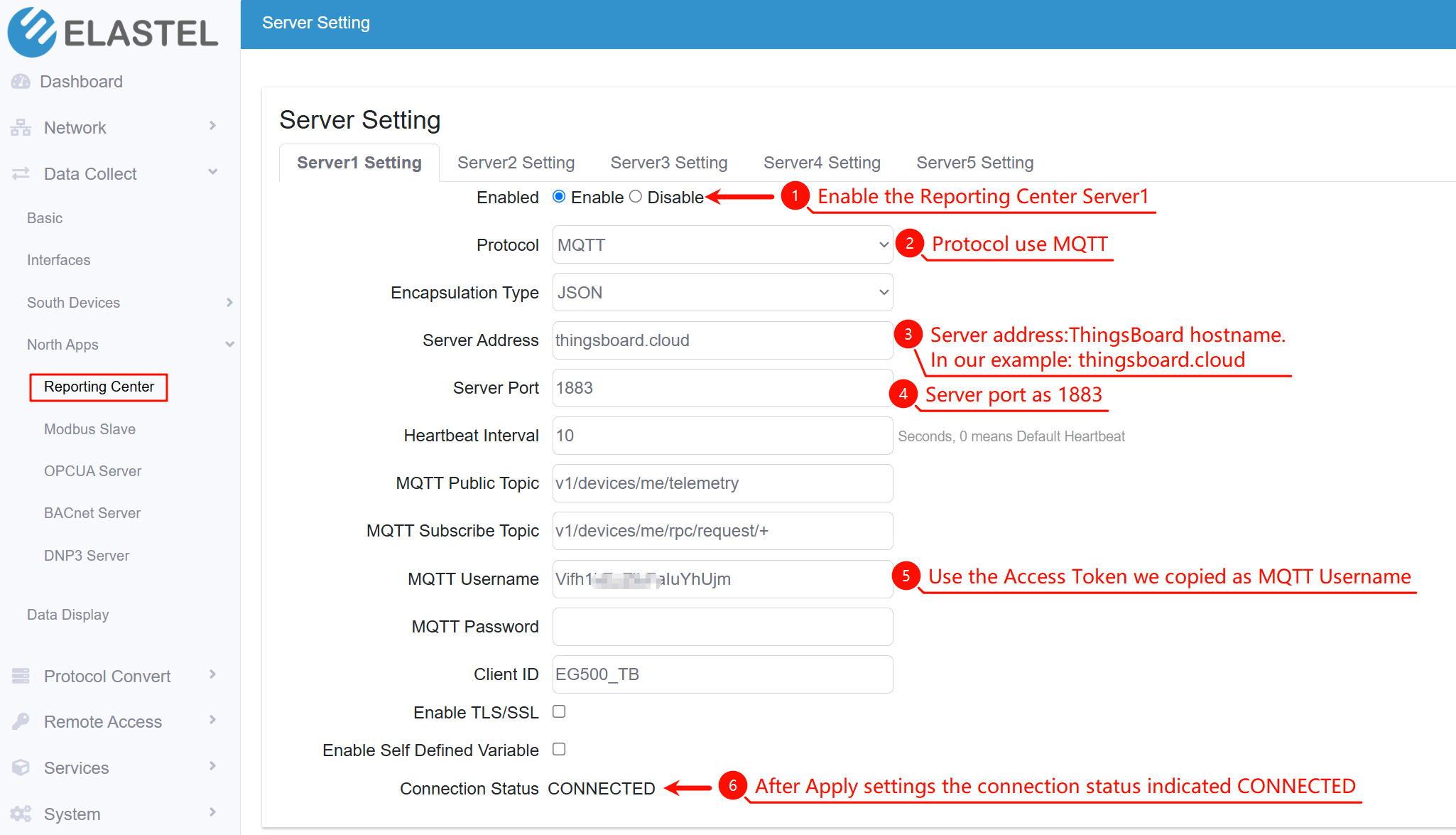 Connect mqtt to ThingsBoard