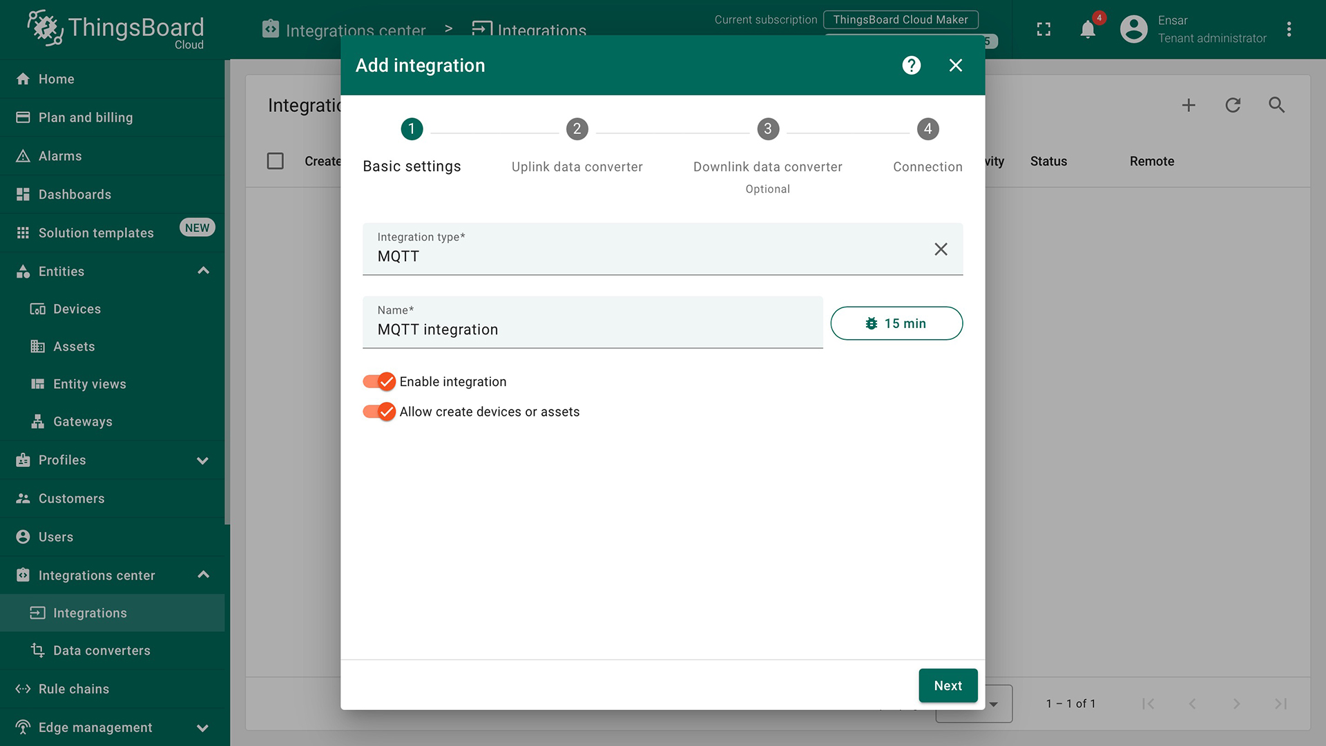 Create an MQTT Integration 2