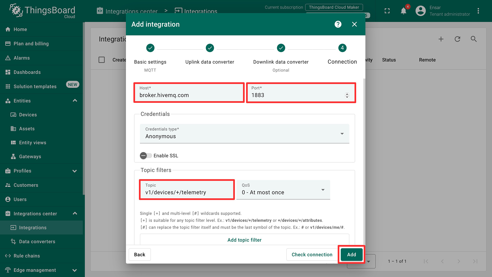 Create an MQTT Integration 4