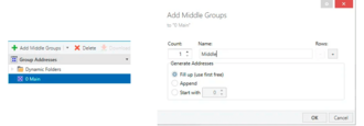 Click on "Add Middle Groups" and in the opened modal window fill in "Name" field with "Middle" value, click "OK" button.