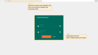 Paste the previously copied link into a new browser tab and press the "Enter" key. Now create a password by entering it twice and clicking "Create Password".