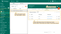 Create relationships between the Warehouse A asset and the Indoor Thermometer and Outdoor Thermometer devices.