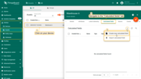 Go back to your device and open its details, and navigate to the "Calculated fields" tab. Click the "plus" icon button and select "Create new calculated field" from the dropdown menu.