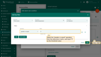 Select the "greater or equal" operation from drop-down menu, and input <b>5</b> as the threshold value. Click "Add" to confirm adding key filter.