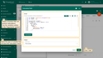 Define the calculation function that will use the variables added in the "Arguments" section. The name of the variable that stores the result is defined in the function. In the "Output" section, set the output type to Time series. Finally, click "Add".
