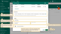 Define a mathematical expression for the calculation using the variables defined in the "Arguments" section. In the Output section, set the output type to "Time series" and assign "dewPoint" as the name of the new variable that will store the calculation result. Finally, click "Add".
