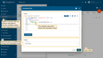 Define the calculation function that will use the variables added in the Arguments section. The name of the variable that stores the result is defined in the function. In the "Output" section, set the output type to Time series. Finally, click "Add".