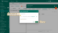 In the opened window, upload the JSON file with the calculated field configuration and click "Import".