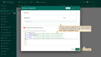 Use the data post-processing function provided below to display the temperature range value retrieved from a custom translation key. Then, click "Save".