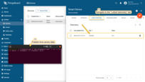 Use <b>Terminal</b> to publish time-series data. Transmitted data will be displayed in the <b>"Latest telemetry" tab</b> of the device.