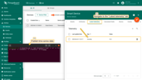 Use <b>Terminal</b> to publish time-series data. Transmitted data will be displayed in the <b>"Latest telemetry" tab</b> of the device.