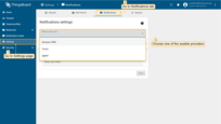Login to IoT Hub UI. Navigate to the "Settings" page. Now, go to the "Notificatons" tab. In this window, choose one of the available providers: AWS SNS Twilio or SMPP;