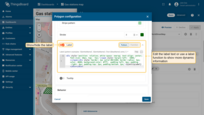 Configure the label displayed above the polygon. By default, the label shows the name of the entity linked to that polygon. You can manually edit the label text or use a label function to display dynamic information.
